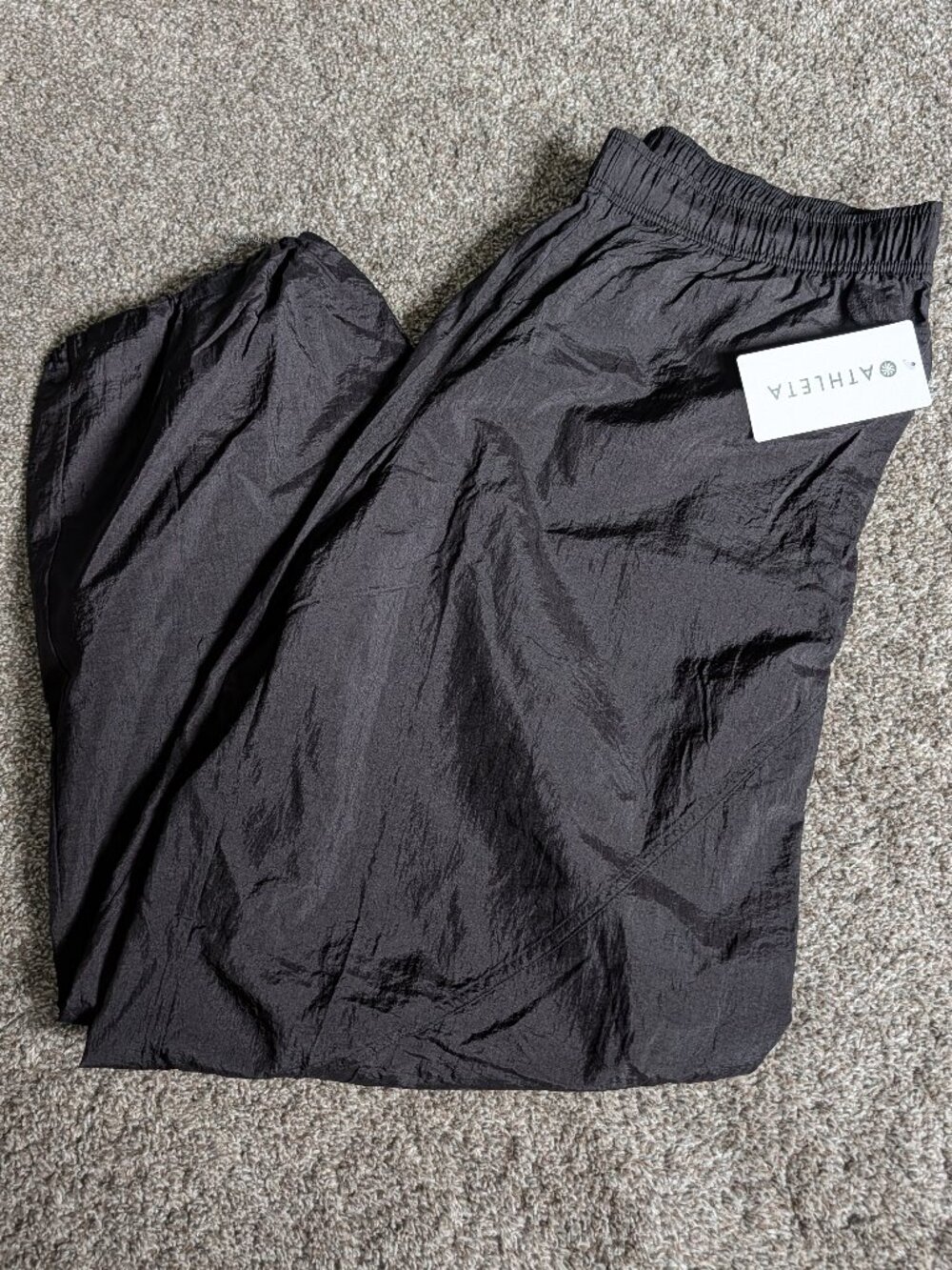 NWT Athleta Lunar Utility Pants Women's XL Black Breathable Crinkle Nylon